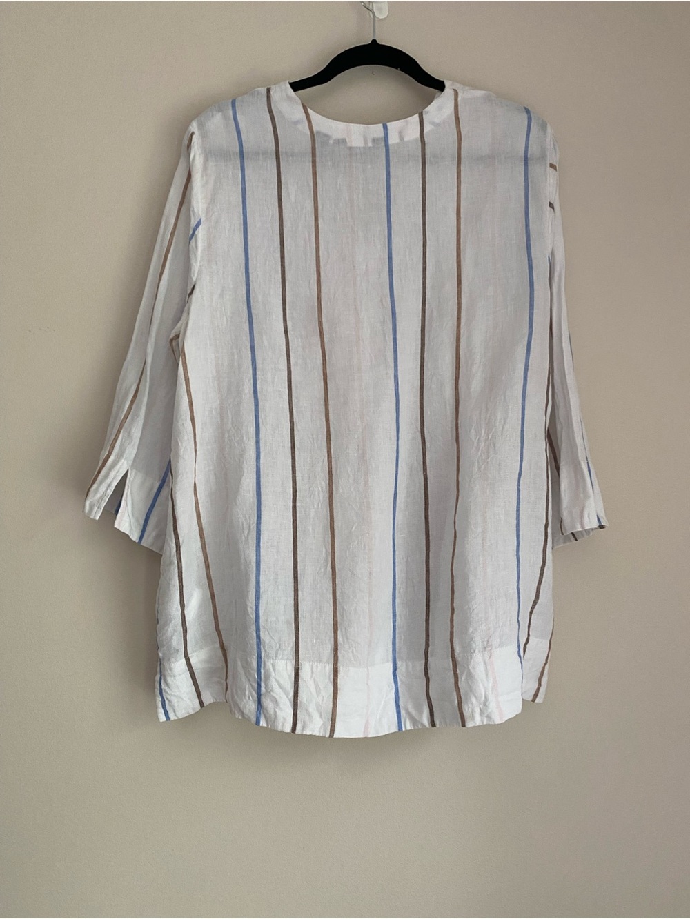 Lands End women's striped popover linen striped tunic blouse XL - Picture 6 of 10
